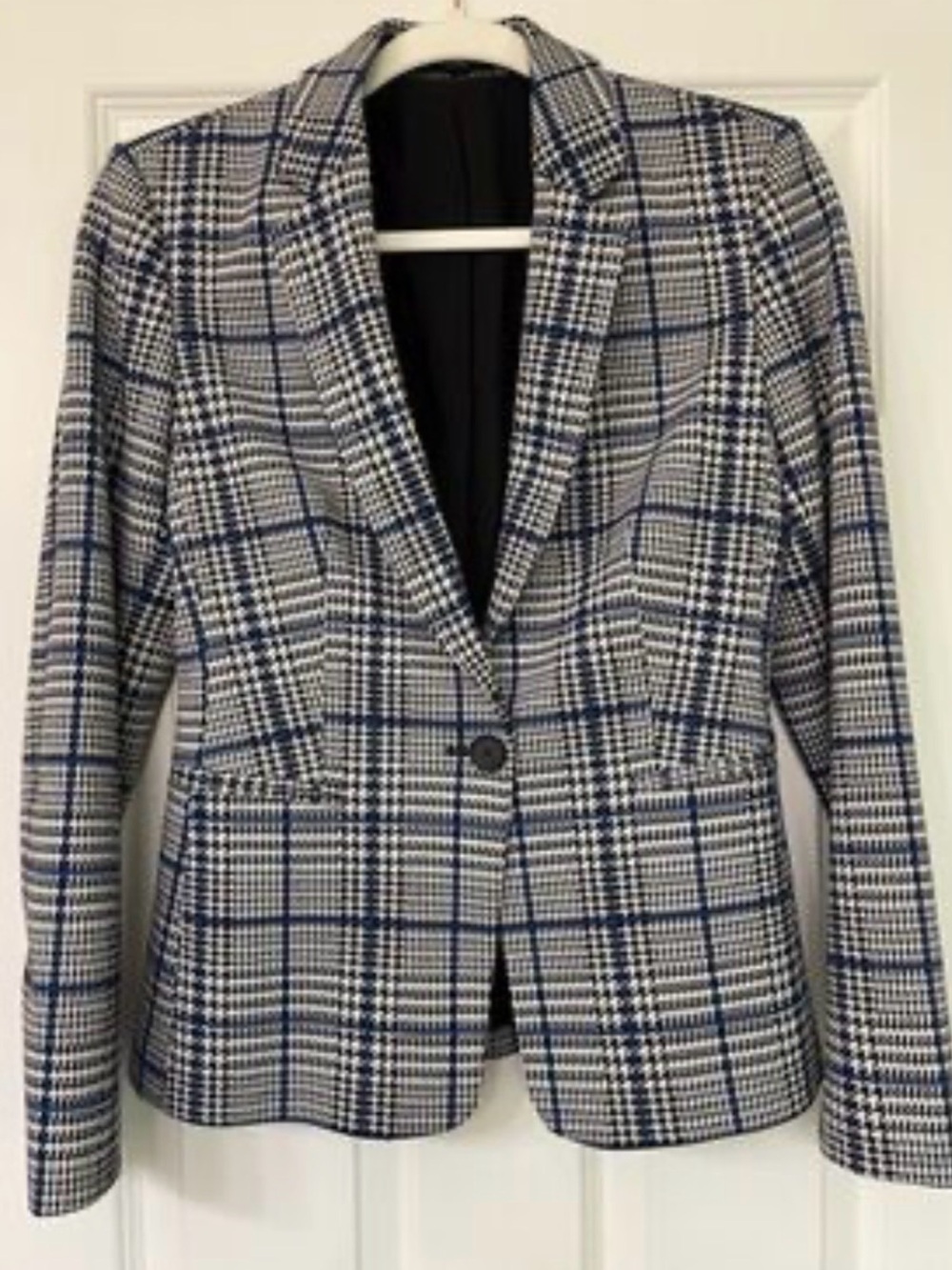 Express Women's Navy & Black Plaid Blazer